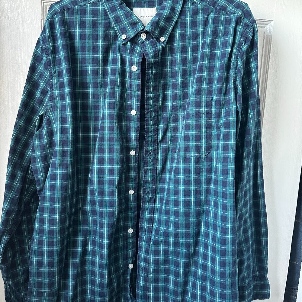 American Eagle Button Down XL Green/Blue